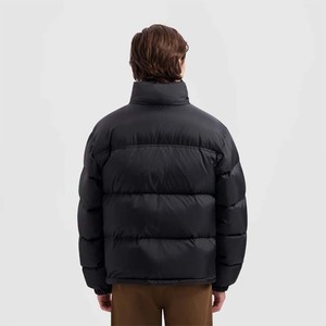 Veste matelassée noire pour homme, hiver, col montant, fermeture éclair, couleur unie, épaisse, coupe droite, manches longues - Product Image 3