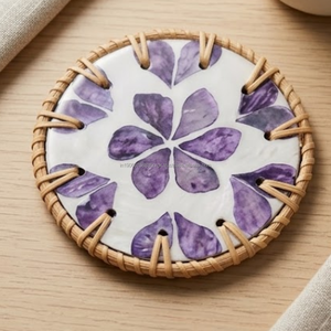 AG Elements - Posavasos Decorativos de Resina Epoxi Hechos a Mano con Perlas de 8 mm y Borde de Caña, 4 Pulgadas |   Antideslizante y Resistente al Calor - Product Image 2