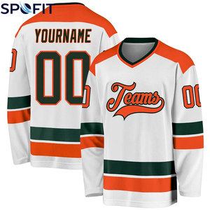 Jersey de Hockey sobre Hielo Personalizado 100% Poliéster, OEM, Alta Calidad, Venta al Por Mayor, Sublimación Personalizada, Secado Rápido, Manga Larga, Cuello en V - Product Image 1