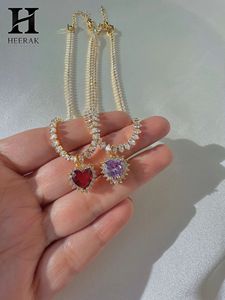 สร้อยคอเทนนิสเพชรทองคำ 18K แบบสั่งทำพิเศษ พร้อมจี้รูปหัวใจเพชรชมพูเพาะเลี้ยงในห้องปฏิบัติการ สร้อยคอจี้รูปวงแหวนโรแมนติก เครื่องประดับเจ้าสาว - Product Image 5