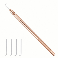 Kit de porte-aiguilles ventilés en métal or rose avec 4 aiguilles à micro-loquet interchangeables – Outils professionnels pour perruques Lace Front