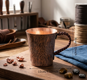 Taza de cobre creativa hecha a mano con tapa a prueba de fugas esmalte impreso Ayurvédico buenos beneficios para la salud vaso de café con aislamiento al vacío - Product Image 2