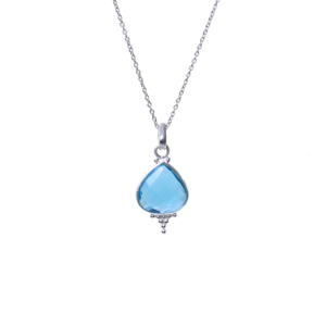 Ensemble boucles d'oreilles et collier en argent 925 avec topaze bleue en forme de goutte, boucles d'oreilles émeraude faites à la main, bijoux tendance pour femme, cadeau pour elle, vente en gros - Product Image 2