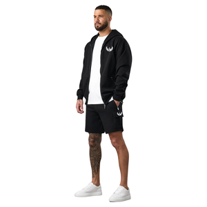 Conjunto Deportivo Informal para Hombre, Sudadera con Capucha y Cierre Completo, Pantalones Cortos, Ropa Deportiva para Entrenamiento, Traje Deportivo de Verano - Product Image 1
