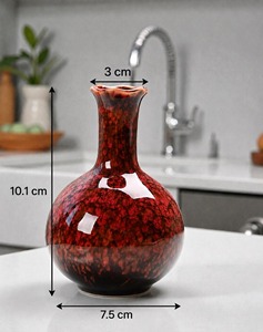 New Arrival <b>Ceramic</b> <b>Vase</b> Wabi Sabi Style Crackled Glaze Handmade Tabletop Decor 8-16 Inches Green Black Finish - Product Image 5