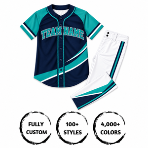 Ensemble de maillots de baseball de qualité supérieure à manches courtes 100% polyester respirant avec nom d'équipe imprimé pour adultes - Product Image 4