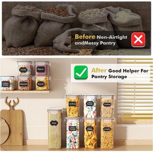 Set di 24 Contenitori Ermetici in Plastica per Dispensa, Organizzatori per Alimenti Secchi, Cereali e Farina con Coperchi - Product Image 5