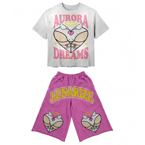 Conjunto Deportivo de 2 Piezas para Hombre, Camiseta Blanca de Algodón y Poliéster Premium de 300 GSM, Pantalones Cortos Rosas, Logotipo Personalizado con Impresión DTG - Product Image 4