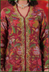 Ensemble Sharara orné à la main de couleur bordeaux - Product Image 6