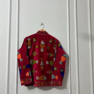 Chaqueta Bomber de Terciopelo Suzani Tejida y Transpirable, Hecha a Mano, Estilo Kimono Étnico Bohemio para Invierno y Festivales - Product Image 1