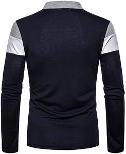 bulk polo <b>shirts</b> 100% cotton fabric contrast color full sleeve <b>t</b>-<b>shirts</b> for men stand <b>collar</b> <b>t</b> <b>shirt</b> men long sleeve <b>t</b> <b>shirt</b> - Product Image 2