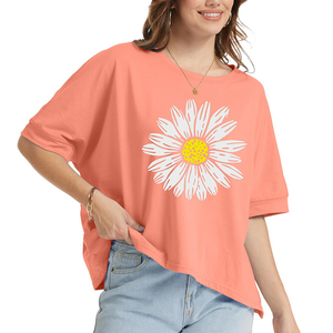 T-shirt Ringer pour femme, style streetwear, avec logo personnalisé sérigraphié, à épaules tombantes, vente en gros - Product Image 5