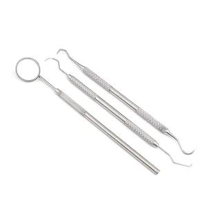Juego de espejo y sonda dental de acero inoxidable con agarre moleteado, instrumentos quirúrgicos manuales Clase I Shuja Surgico - Product Image 1