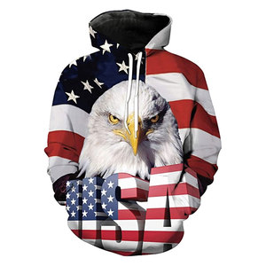 Sweat-shirt à capuche drapeau américain, imprimé aigle, pull-over patriotique, motif drapeau USA, décontracté, manches longues, hiver - Product Image 1