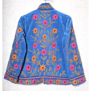 Chaqueta de terciopelo tejido transpirable, acolchada y bordada a mano, con estampado floral, cuello alto y manga larga, abrigo de invierno para mujer - Product Image 3