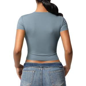 Breathable High Quality Casual Unisex Fitness Crop Top Shirts Polyester/Cotton <b>Blend</b> Eco-Friendly Summer Quick Dry Streetwear - Product Image 2