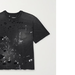 Oversized Sunfaded Distressed T Shirt Vintage Washed Tee Ripped Hem Grunge Streetwear Custom Logo Unisex Casual Premium Quality - Product Image 3