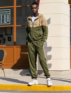 Conjunto Deportivo para Hombre con Bloques de Color, Sudadera con Cremallera, Pantalones Deportivos de Felpa, Ropa Casual para Gimnasio, Transpirable, Corte Regular - Product Image 2