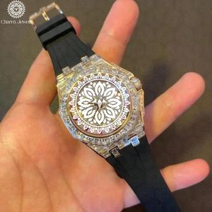 Montre de luxe pour homme Charm_Jewells en acier inoxydable, boîtier carré 40 mm, cadran analogique, verre saphir, mouvement mécanique ETA, bracelet en caoutchouc - Product Image 3