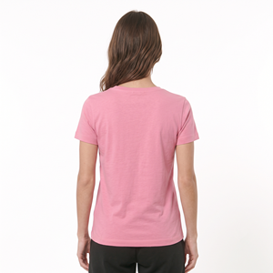 Camisetas de Mujer al por Mayor de Alta Calidad, Camiseta Rosa de Algodón, Impresión de Logotipo Personalizada, Camiseta de Manga Corta con Cuello en V para Damas - Product Image 5