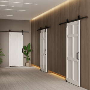 Set di porte da fienile per interni moderni da elfo pazzo 24 \ "X 80 \" vera lastra per porta a sei pannelli da 6,6 piedi porta scorrevole a prova di acqua - Product Image 3