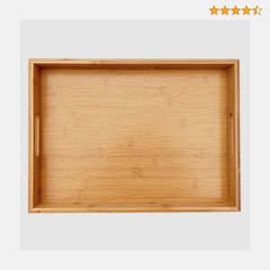 Bandeja de Almacenamiento y Organización de Madera Natural de un Solo Nivel con Asas Decorativas, Bandeja para Servir sin Acabado - Product Image 6
