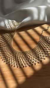 Collier ras du cou brodé de perles de verre faites à la main, style élégant UO, bijoux fantaisie pour mariée, soirée, Inde - Product Image 5