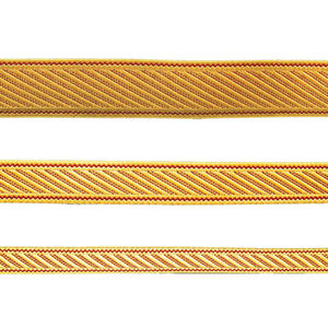 Gold Woven <b>Braid</b> Trim with Red Diagonal Pattern for Garment Embroidery Durable Polyester Nylon Trimming - Product Image 1