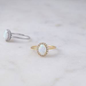 <b>Opal</b> Dainty <b>Ring</b> 925 Sterling Silver 14K <b>Gold</b> Plated October Birthstone Stackable <b>Ring</b> Gift For Her Women Mom - Product Image 5