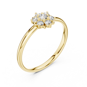 Anillo solitario de oro amarillo macizo de 14k para mujer, con diamante de corte redondo minimalista en forma de flor, para compromiso, aniversario, regalo de boda - Product Image 3