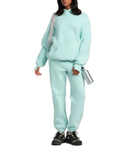 Hoodie unisexe surdimensionné, couleur bleu ciel, en molleton de coton respirant, longueur normale, manches longues, épaules tombantes, design personnalisé - Product Image 5