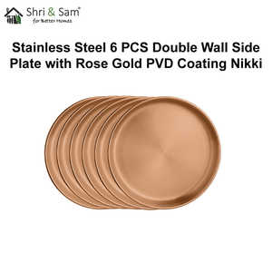 Nikki 6 PCS Double Wall Stainless Steel Side Plate Rose <b>Gold</b> PVD Coating Dishes & Plates - Product Image 4