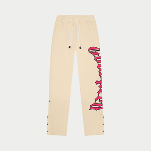 Vintage Men's Oversized Soft Cotton Fleece Cream-colored <b>Zip</b>-up Hoodie And Matching Flared Sweatpants Streetwear Tracksuit - Product Image 4