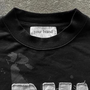 Custom <b>Men's</b> Oversized Double Layer Rhinestone T Shirt 100% Cotton <b>Long</b> <b>Sleeve</b> Distressed Embroidery - Product Image 4