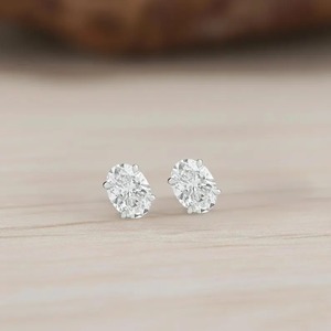 Oval Shape Moissanite Diamond Earring 925 Sterling <b>Silver</b> Customized Wedding Gift & Other Diamond Jewellery - Product Image 1