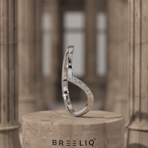 แหวนทองคำแท้ 14K รูปตัววี ประดับเพชรเลี้ยงในห้องปฏิบัติการ ดีไซน์โค้งมนเรียบหรูสำหรับผู้หญิง - Product Image 1