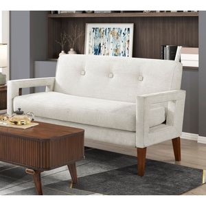 Set di Divano a Due Posti Moderno in Ciniglia Beige con Sedie Imbottite, Molle Insacchettate e Gambe in Legno Massello per Arredamento Soggiorno - Product Image 3