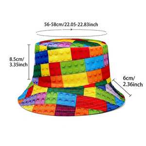 Unisex Bucket <b>Hat</b> Colorful Logo Print Outside Black Inside Polyester Casual Spring <b>Summer</b> 56-58CM - Product Image 6