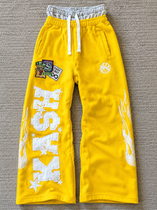 Custom Applique Embroidery Wide Leg Sweatpants Men Flame Graphic Heavyweight <b>Fleece</b> <b>Jogger</b> Pants Streetwear Trousers Wholesale - Product Image 6