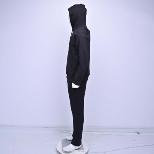 Chándal Personalizado para Hombre, con Capucha, de Algodón Negro, Manga Larga, Color Sólido, Estilo Casual para Otoño, Corte Regular, con Bolsillos Laterales y Logotipo Grabado - Product Image 3