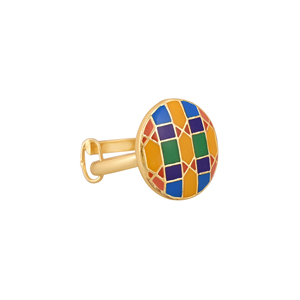 Round Multicolor Enamel Gold Plated <b>Adjustable</b> <b>Ring</b> for Women Geometric Fashion Jewelry Gift Wedding Wear - Product Image 3