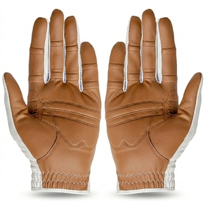 Guantes de golf de cuero Cabretta, color blanco y marrón, antideslizantes, unisex, deportivos, para mano derecha - Product Image 4