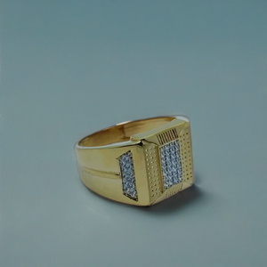 Elegant 22K Gold <b>Mens</b> Ring with Diamond Center Panel and Perforated Band Design Stylish Heavy Finger Ring Luxury Jewellery - Product Image 3