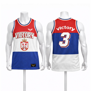 Maillot de basket-ball personnalisé style USA pour hommes, rouge, blanc, bleu, sans manches, en mesh, uniforme d'équipe, impression par sublimation, t-shirt de sport - Product Image 4