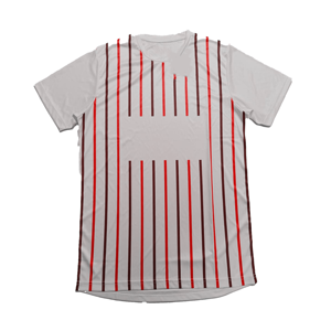 เสื้อยืดคอกลมแขนสั้นผู้ชาย ลายทาง ผ้าถัก แห้งเร็ว ทรงปกติ สไตล์ลำลอง โพลีเอสเตอร์ 100% - Product Image 2