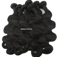 Nandee House Cheveux Indiens 100% Vierges, Double Trame Faite à la Machine, Haute Qualité, Aspect Naturel, Cheveux de Temple, Lisses, Décolorés Naturellement 613