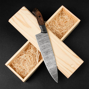 Cuchillo de Chef de Acero de Damasco Hecho a Mano de Alta Calidad, Cuchillo de Cocina Profesional con Mango de Madera, Cuchillería de Chef Personalizada - Product Image 1