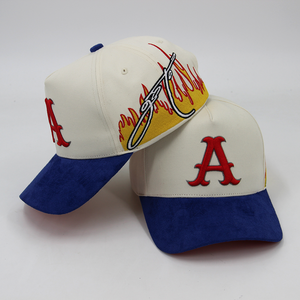 Casquette Snapback Brodé Bicolore 6 Panneaux Unisexe, Chapeau de Baseball à Visière Réglable avec Lettre A, Style Décontracté - Product Image 2