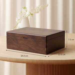 Caja de Anillos Rectangular de Madera de Nogal, Personalizada con Grabado, Estuche para Guardar Joyas, Caja de Recuerdos con Tapa Abatible para Propuesta de Matrimonio - Product Image 3