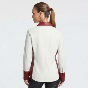 Veste chemise en cuir premium pour femmes, vente en gros, chemise en cuir boutonnée pour filles, chemises en cuir pour femmes avec col rabattu - Product Image 2